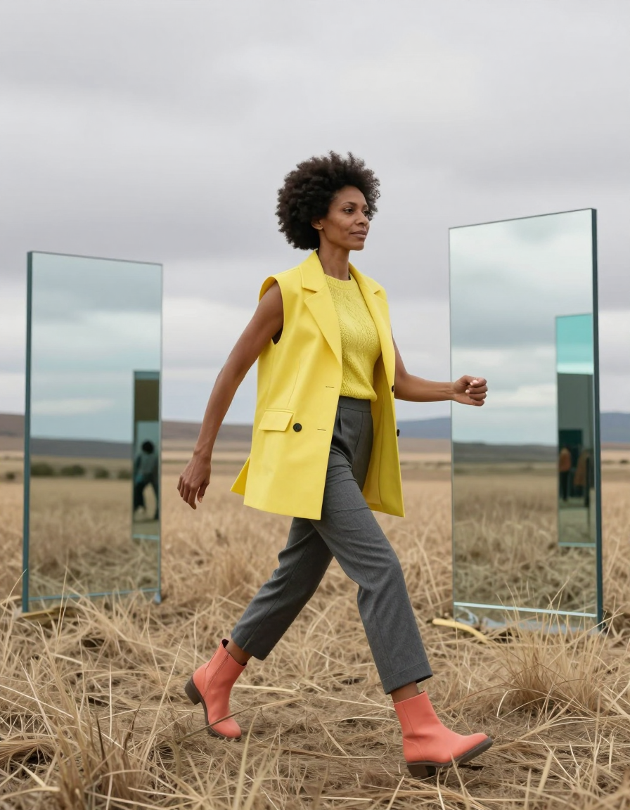 Tess Gold Color panels turn the field into a moving index.